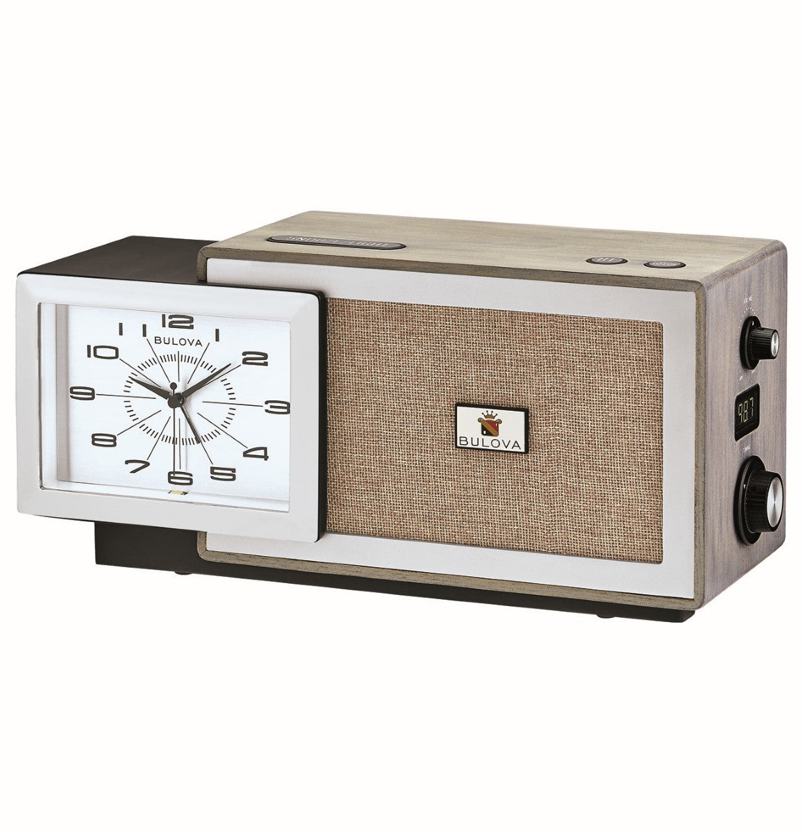 Bulova B7801 Fidelity Retro Bluetooth® Clock Radio, Ash Gray Wood