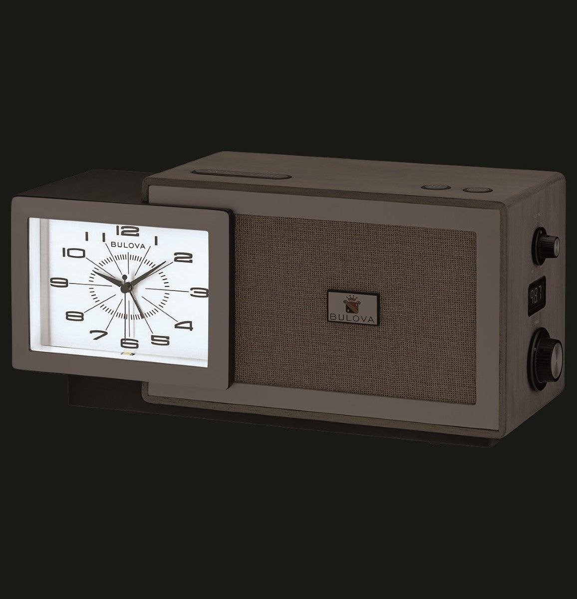 Bulova B7801 Fidelity Retro Bluetooth® Clock Radio, Ash Gray Wood