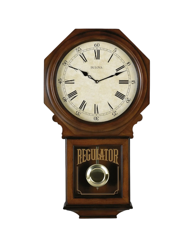 Bulova / Citizen Bulova C3543 Ashford Regulator Old World Walnut Chiming Wall Clock