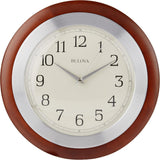 Bulova C4228 Reedham Walnut & Brushed Aluminum Silent 14" Wall Clock
