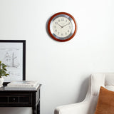 Bulova C4228 Reedham Walnut & Brushed Aluminum Silent 14" Wall Clock