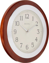 Bulova C4228 Reedham Walnut & Brushed Aluminum Silent 14" Wall Clock