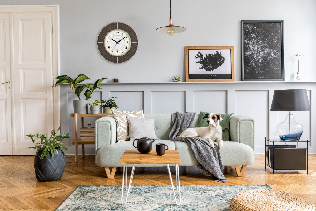 Bulova C4379 Contempo Modern Walnut Wall Clock