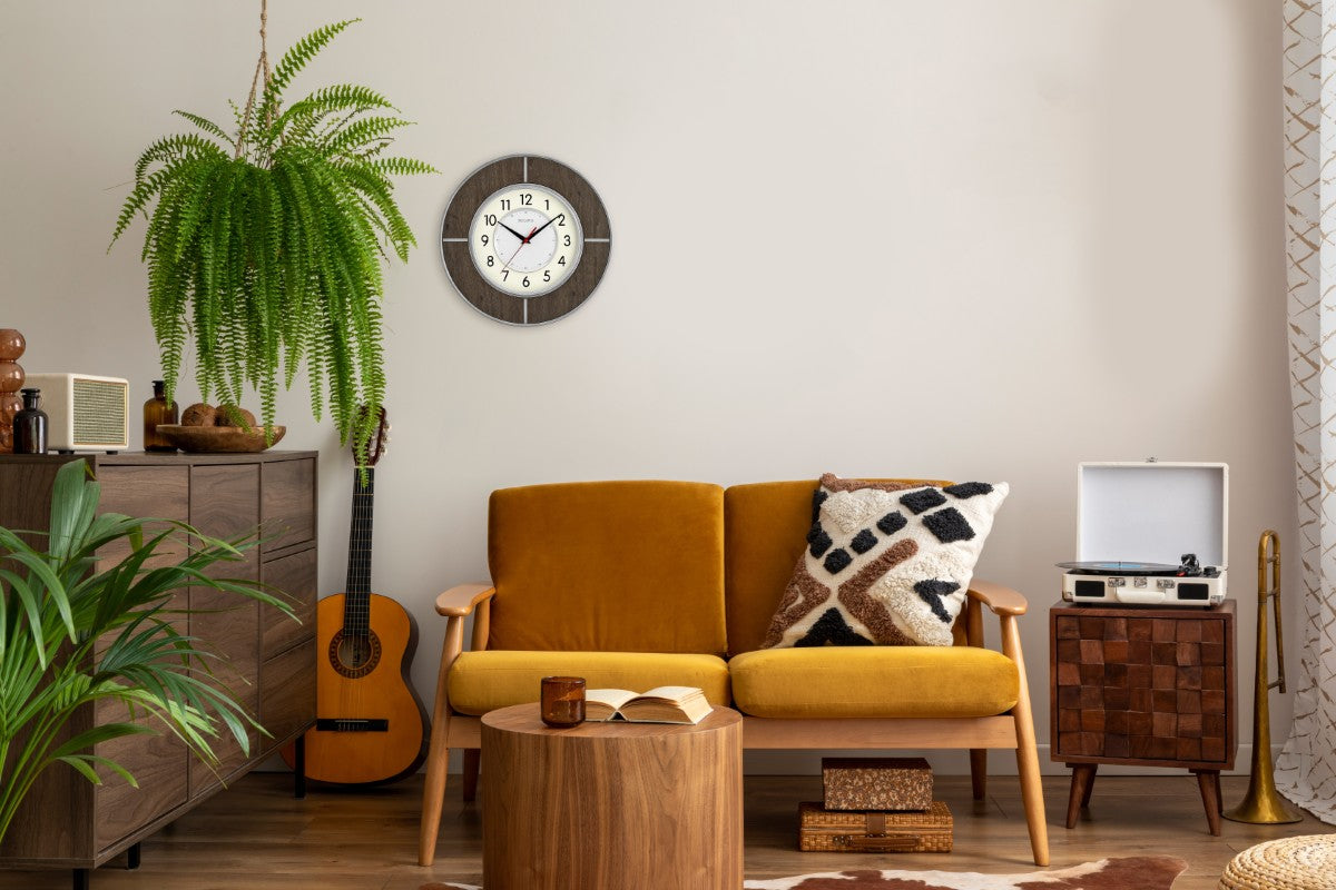 Bulova C4379 Contempo Modern Walnut Wall Clock