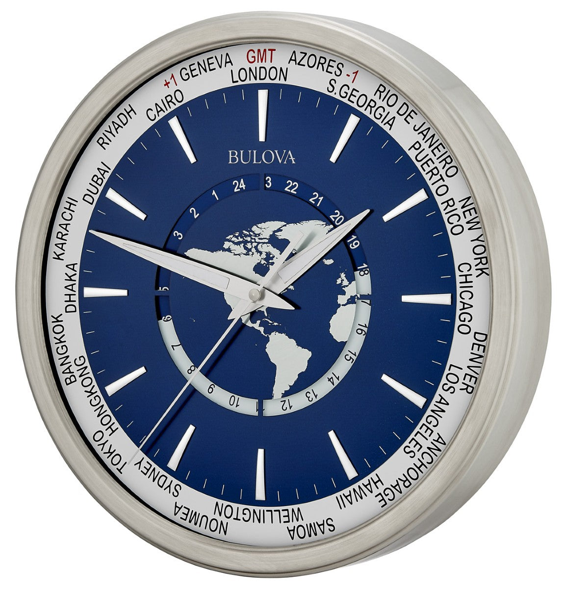 Bulova C4380 International World Time Blue Wall Clock