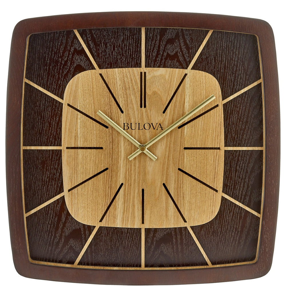 Bulova C4382 Darien Espresso Hardwood Retro 16" Wall Clock