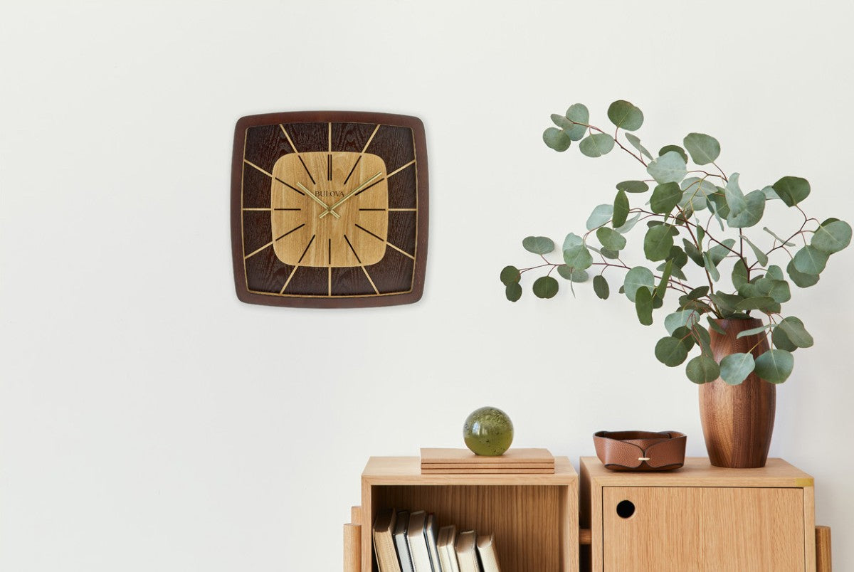 Bulova C4382 Darien Espresso Hardwood Retro Wall Clock
