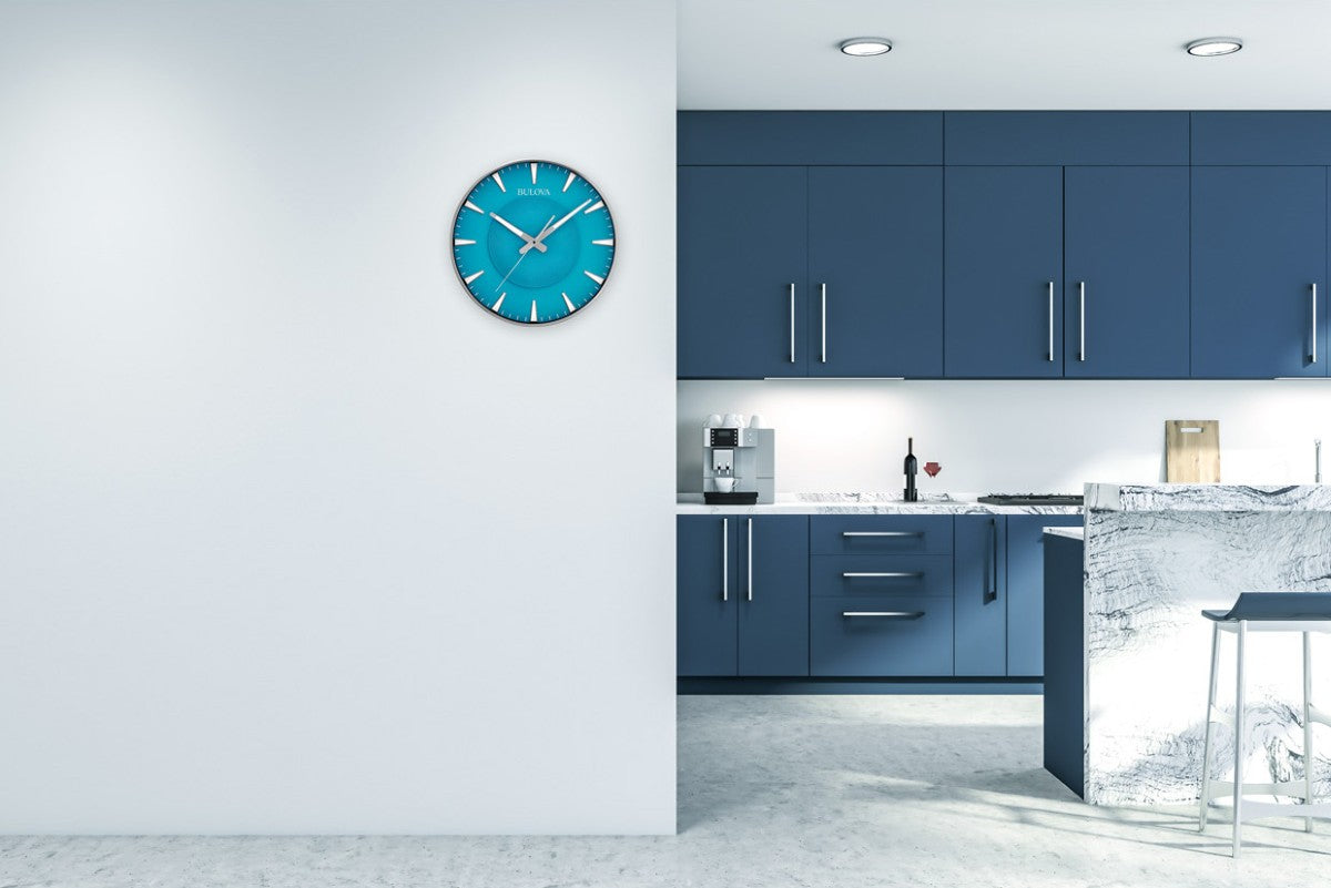 Bulova C4383 Medallion Blue Silent Sweep Wall Clock