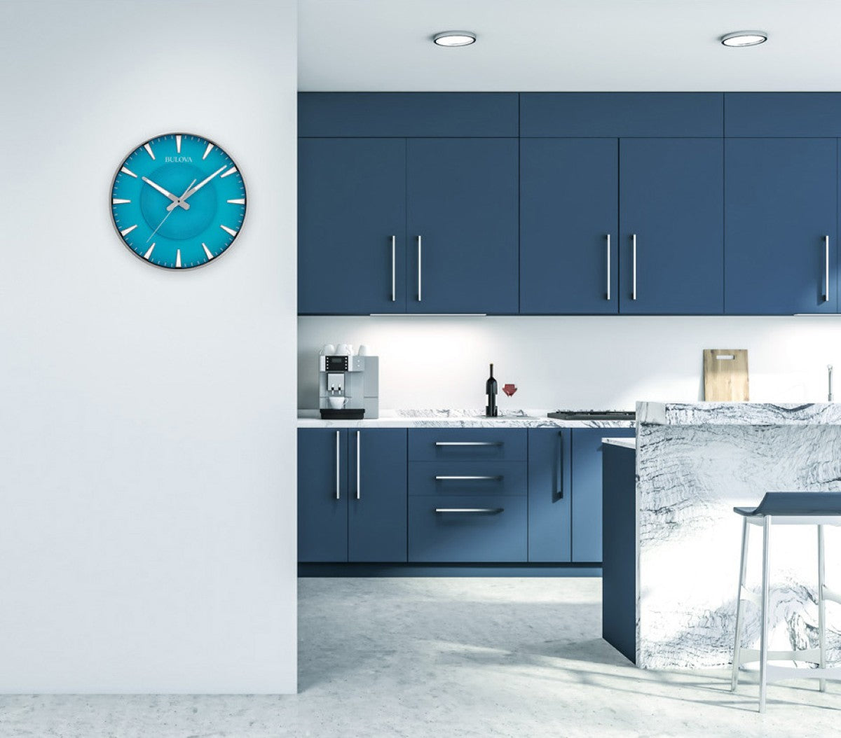 Bulova C4383 Medallion Blue Silent Sweep Wall Clock