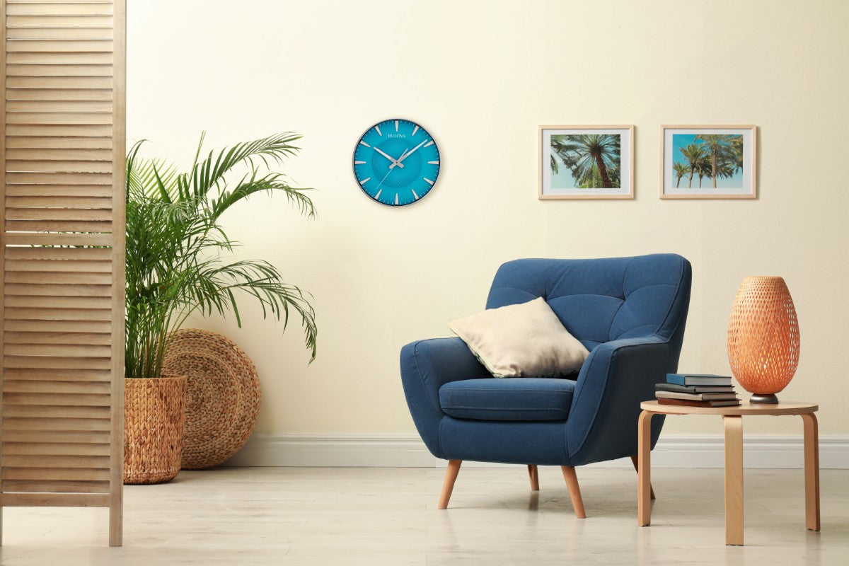 Bulova C4383 Medallion Blue Silent Sweep Wall Clock