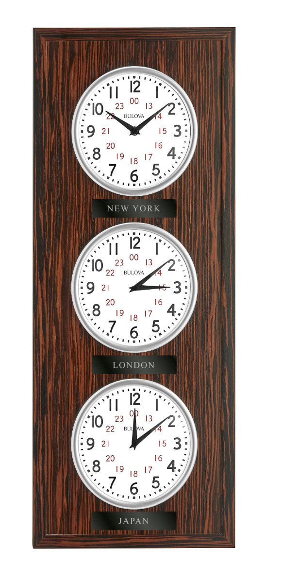 Bulova C4385 Reception Multi Time Zone Wall Clock