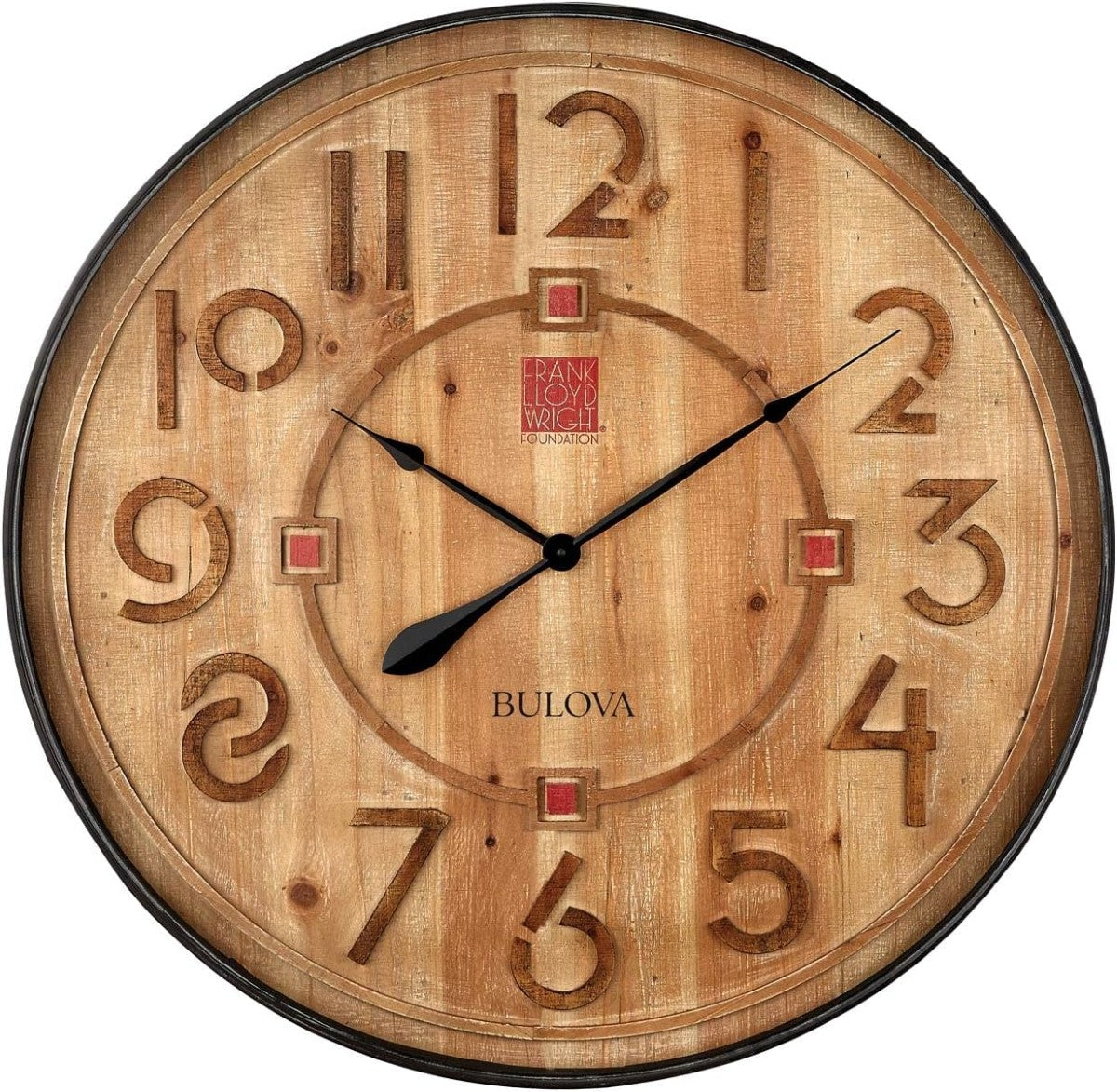 Bulova C4803 Taliesin Frank Lloyd Wright Wooden Wall Clock 1