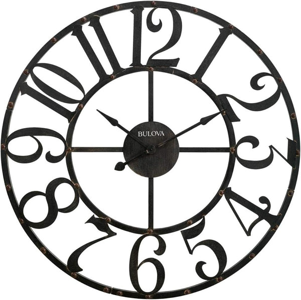 Bulova C4821 Gabriel Rustic Metal Indoor/Outdoor 45" Wall Clock
