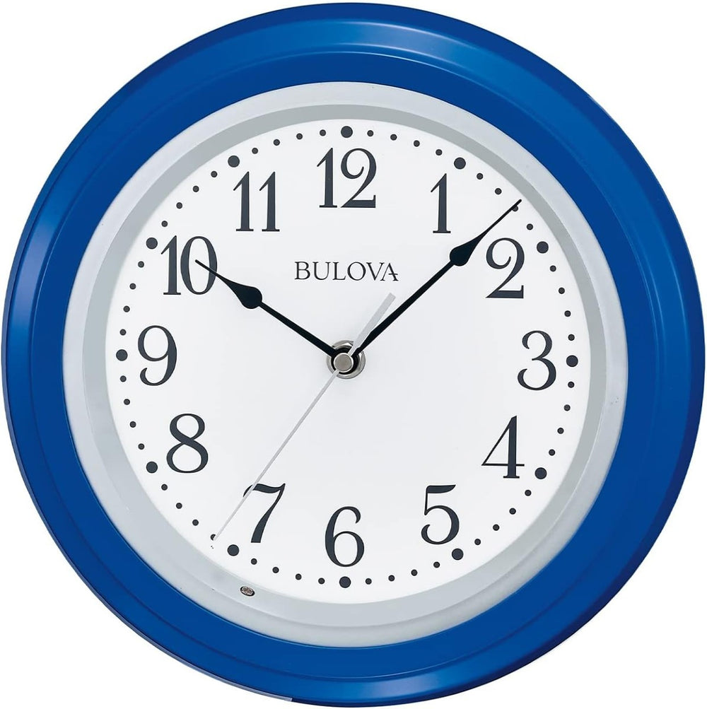 Bulova C4893 Beacon Blue Backlit Silent Sweep 10" Wall Clock (Open Box)