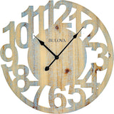 Bulova C4898 Artistic Distressed Wood 18" Wall Clock
