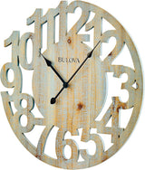 Bulova C4898 Artistic Distressed Wood 18" Wall Clock