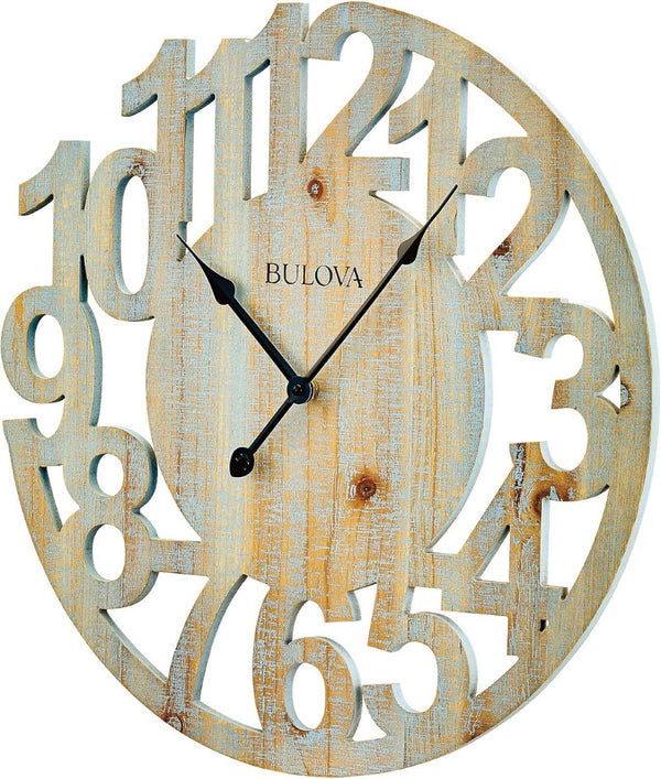 Bulova / Citizen Bulova C4898 Artistic Distressed Wood 18" Wall Clock (Open Box)