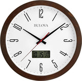 Bulova C5007 Dateline Solid Pine Wood 14" Wall Clock