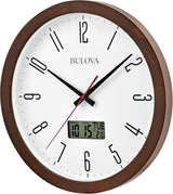 Bulova C5007 Dateline Solid Pine Wood 14" Wall Clock