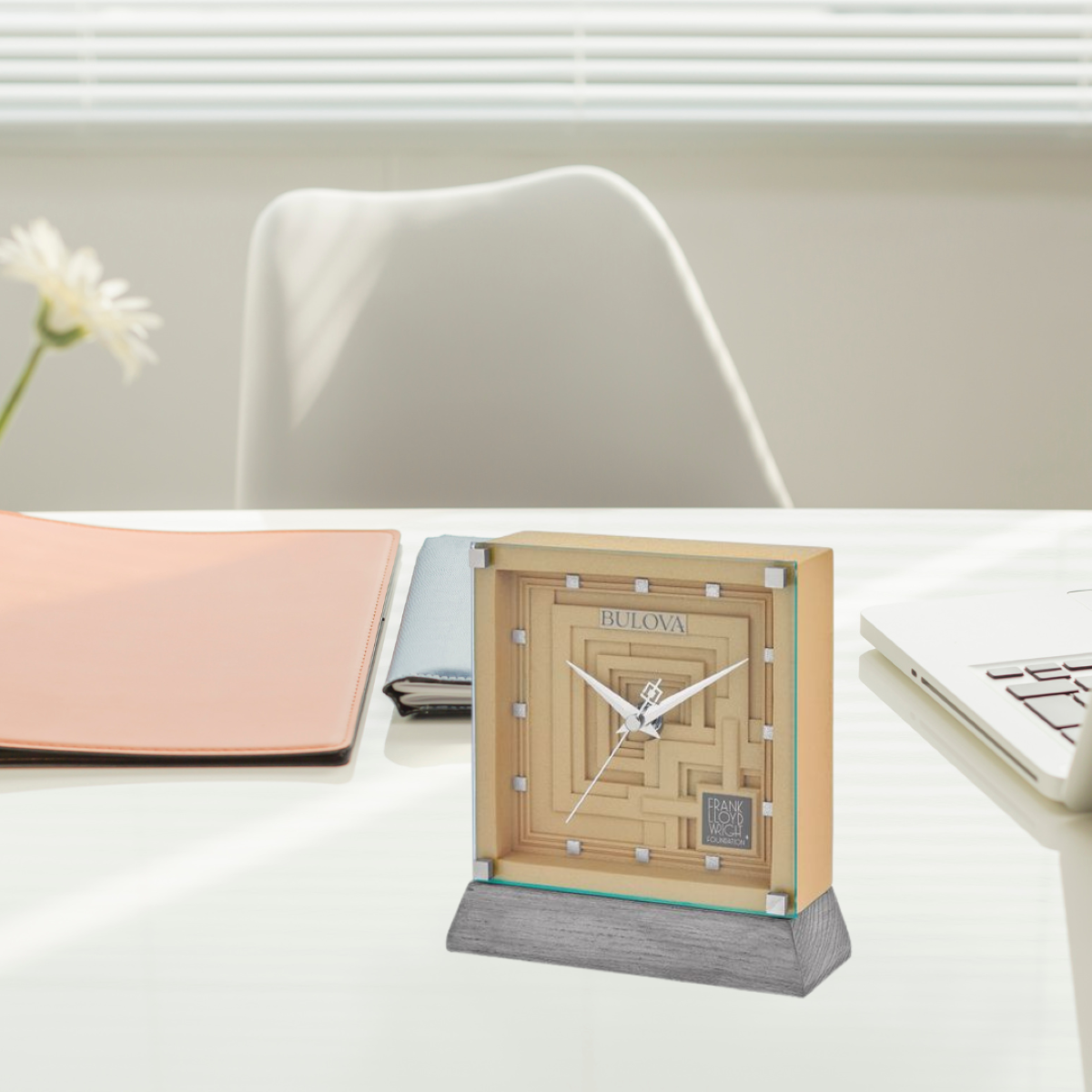 Bulova B7755 Ennis Frank Lloyd Wright Mantel Clock 3