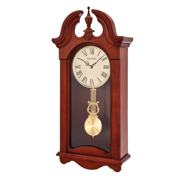 Bulova / Citizen Bulova C3340 Malia Cherry Bordeaux Chiming Pendulum Wall Clock