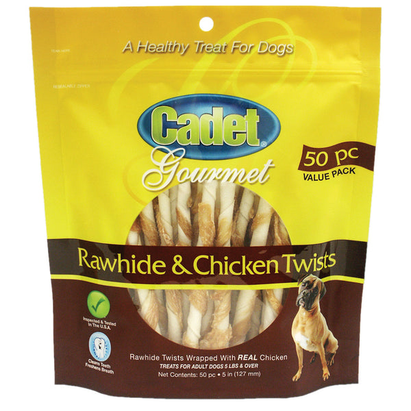 Cadet Cadet Premium Gourmet Rawhide Twists Treats, 50 pack