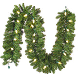 Vickerman Artificial Oregon Fir Garland, 9' x 18", Warm White Wide Angle LED