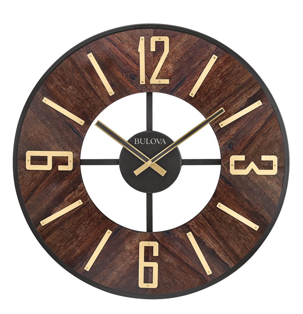 Bulova C3394 The Boardroom Walnut Veneer Oversized 27" Wall Clock