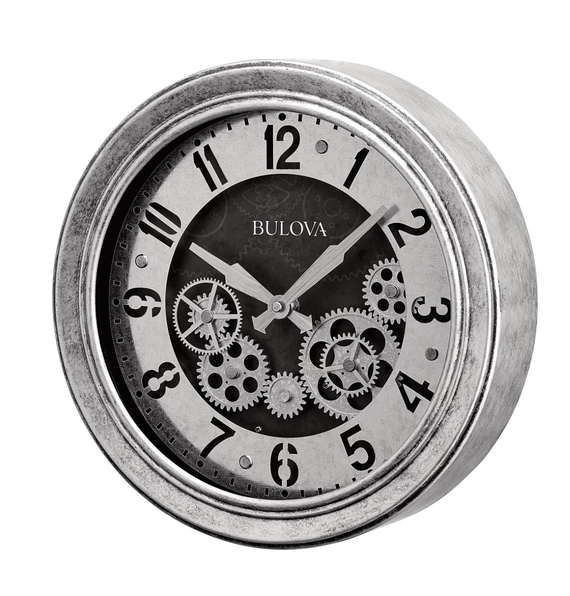 Bulova C4339 Industrial Metal Geared Wall Clock