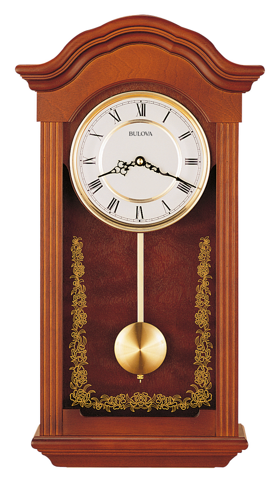 Bulova C4443 Baronet Mahogany Triple Chime Pendulum 22.5" Wall Clock