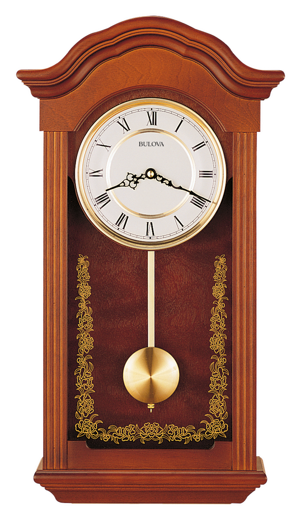 Bulova / Citizen Bulova C4443 Baronet Mahogany Triple Chime Pendulum 22.5" Wall Clock