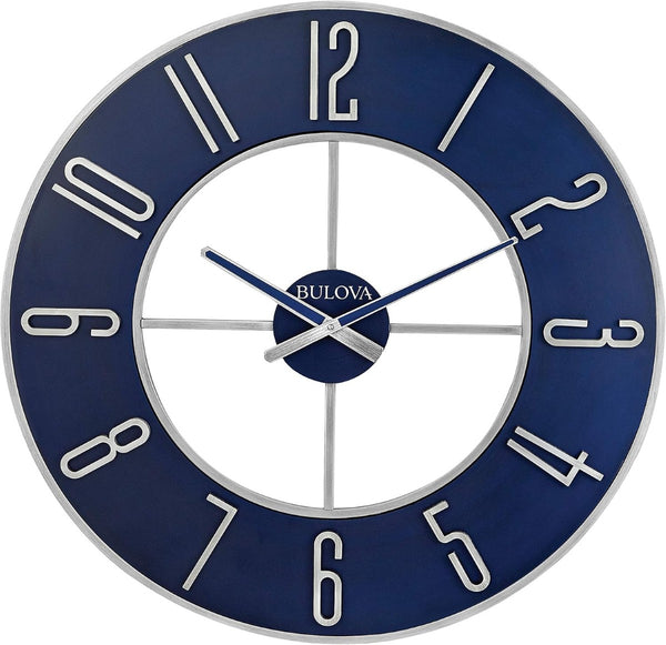 Bulova / Citizen Bulova C4809 Blue Steel Modern Metal 27" Wall Clock