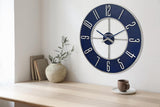 Bulova C4809 Blue Steel Modern Metal 27" Wall Clock