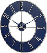 Bulova C4809 Blue Steel Modern Metal 27" Wall Clock