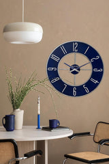 Bulova C4809 Blue Steel Modern Metal 27" Wall Clock