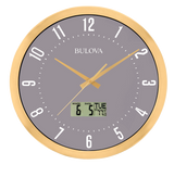 Bulova C4830 Lobby LCD Date and Temperature Gold-Tone 14" Wall Clock
