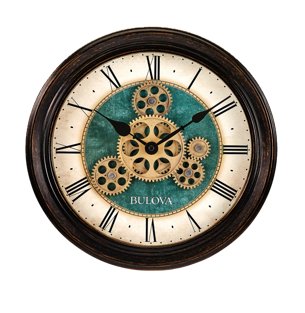 Bulova C4833 Industrial Motion Rotating Gears 12.8" Wall Clock