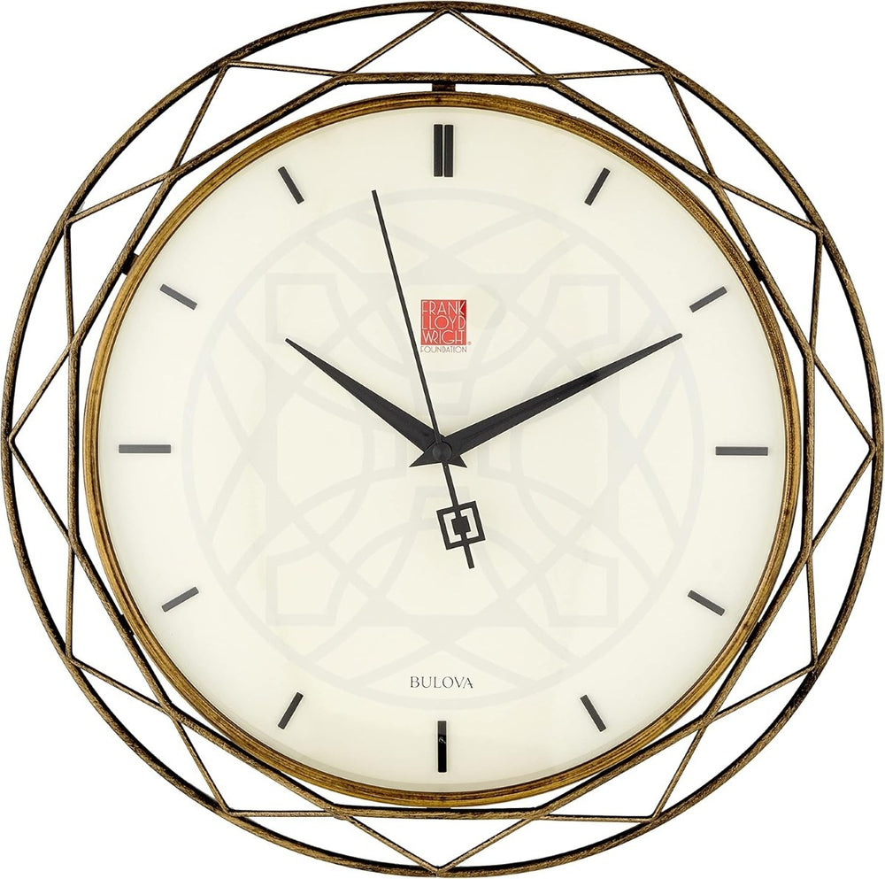 Bulova C4834 Luxfer Prism Frank Lloyd Wright 14" Wall Clock