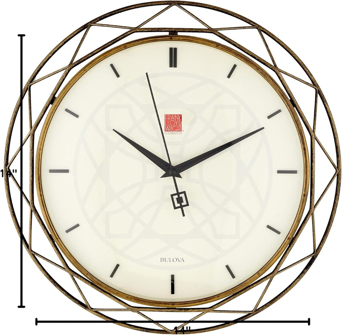 Bulova C4834 Luxfer Prism Frank Lloyd Wright Wall Clock