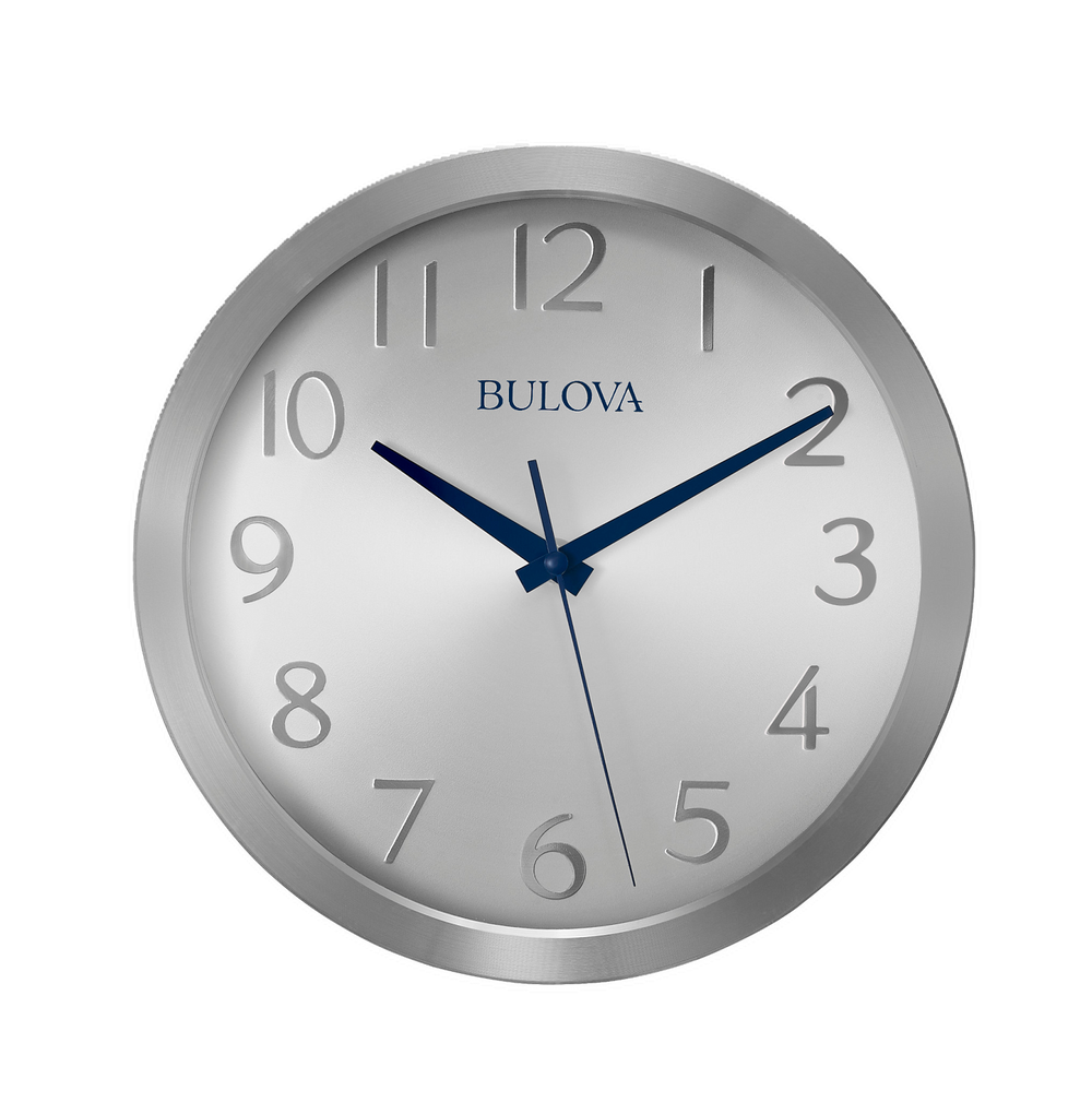 Bulova C4844 Winston Metal Silent Sweep 10" Wall Clock