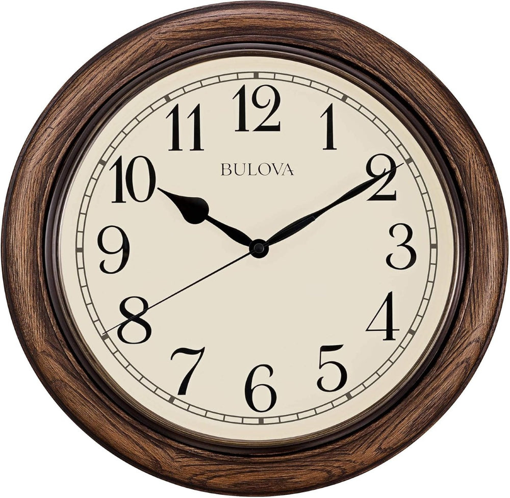 Bulova C4845 Oakbrook Schoolhouse Style Oak 16" Wall Clock (Open Box)