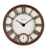 Bulova C4887 Beacon Hill Walnut Laser-Cut Frame 16" Wall Clock