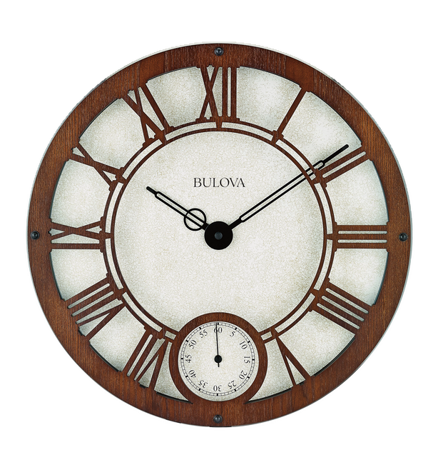 Bulova / Citizen Bulova C4887 Beacon Hill Walnut Laser-Cut Frame 16" Wall Clock