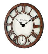 Bulova C4887 Beacon Hill Walnut Laser-Cut Frame 16" Wall Clock