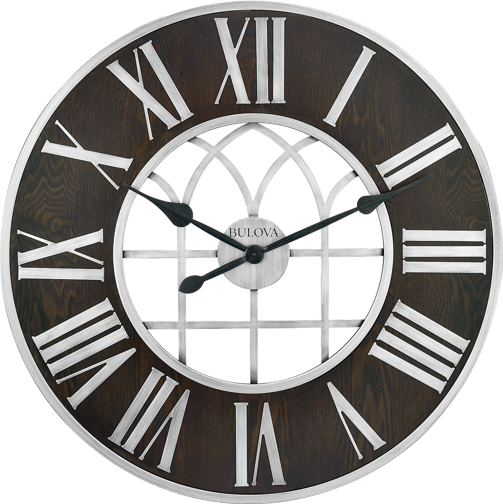Bulova C4894 Chapel Street Espresso Wood Oversized 30" Wall Clock