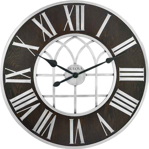 Bulova / Citizen Bulova C4894 Chapel Street Espresso Wood Oversized 30" Wall Clock