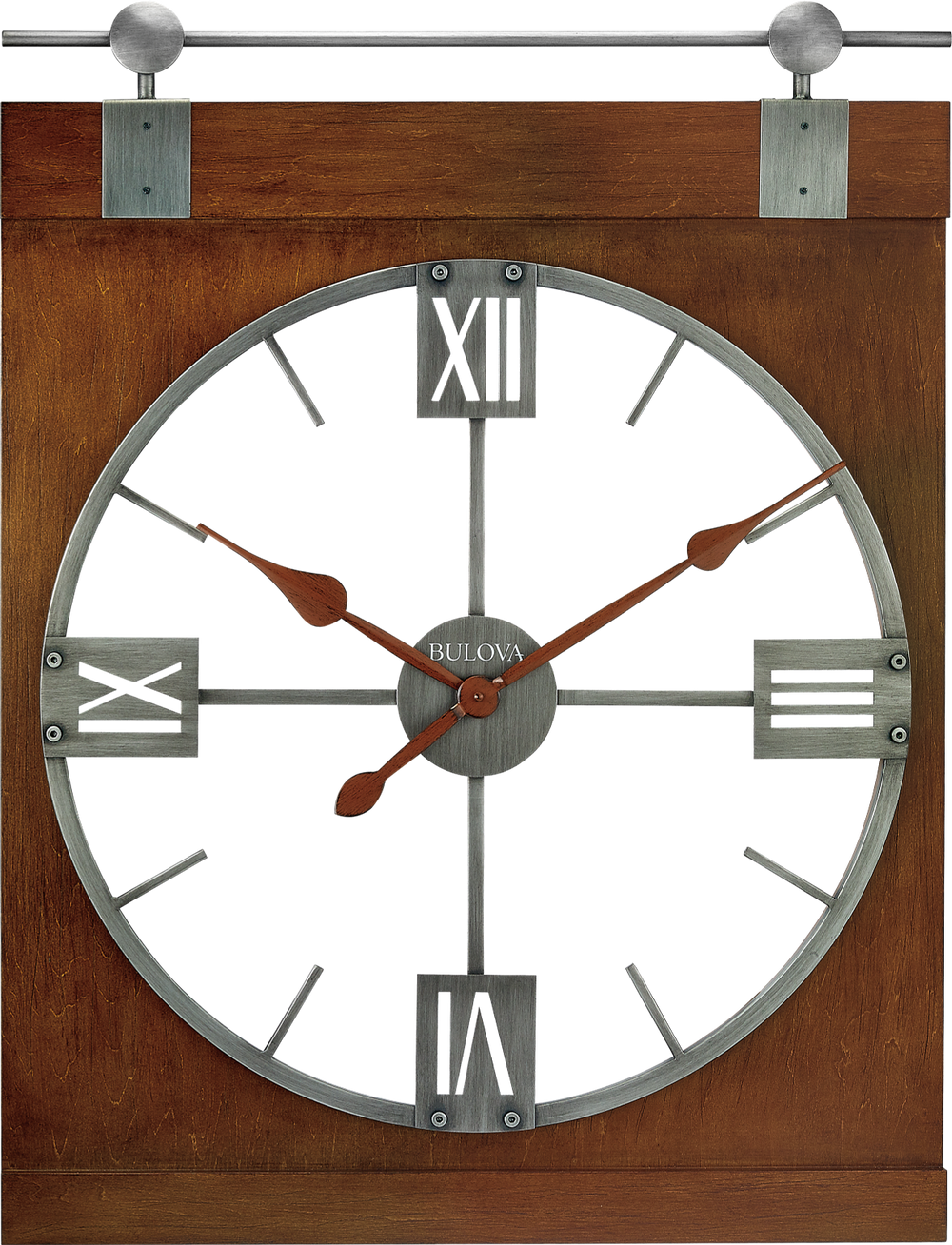 Bulova C4895 Estate Cherry Barn Sliding Door 33.5" Wall Clock