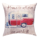 Camping Home Is Where We Park It Climaweave Throw Pillow 18" x 18" By Paul Brent