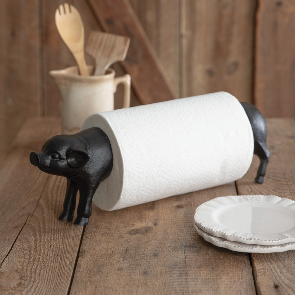 Cast Iron Pig Paper Towel Holder By CTW Home Collection