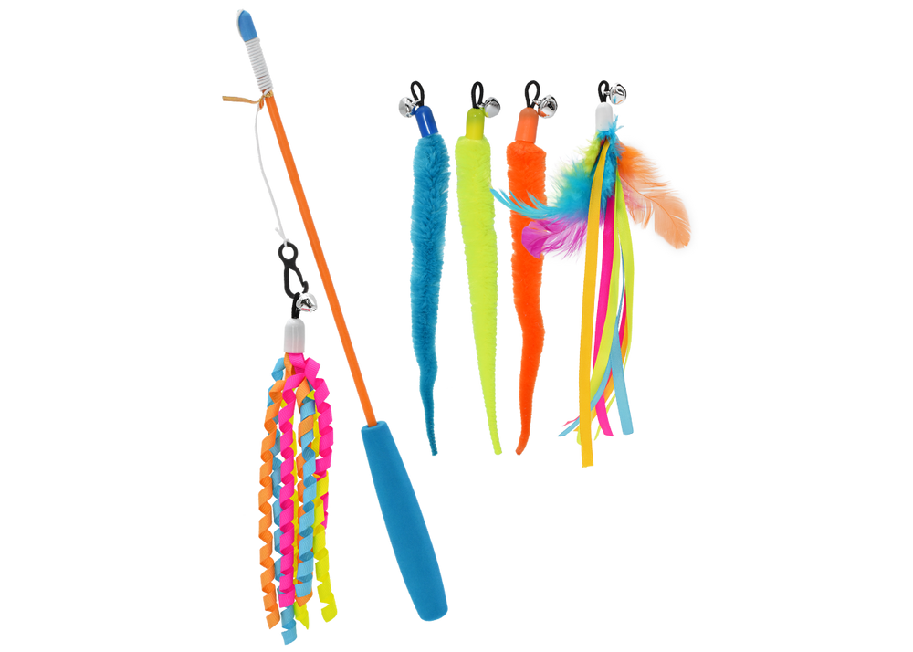 Multipet Cat Wand with Attachments Cat Toy - 15"